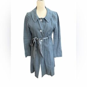 Tara Jarmon Blue Belted linen coat size small
